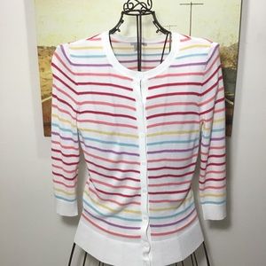 Halogen | White Striped Button Down Knit Top SP